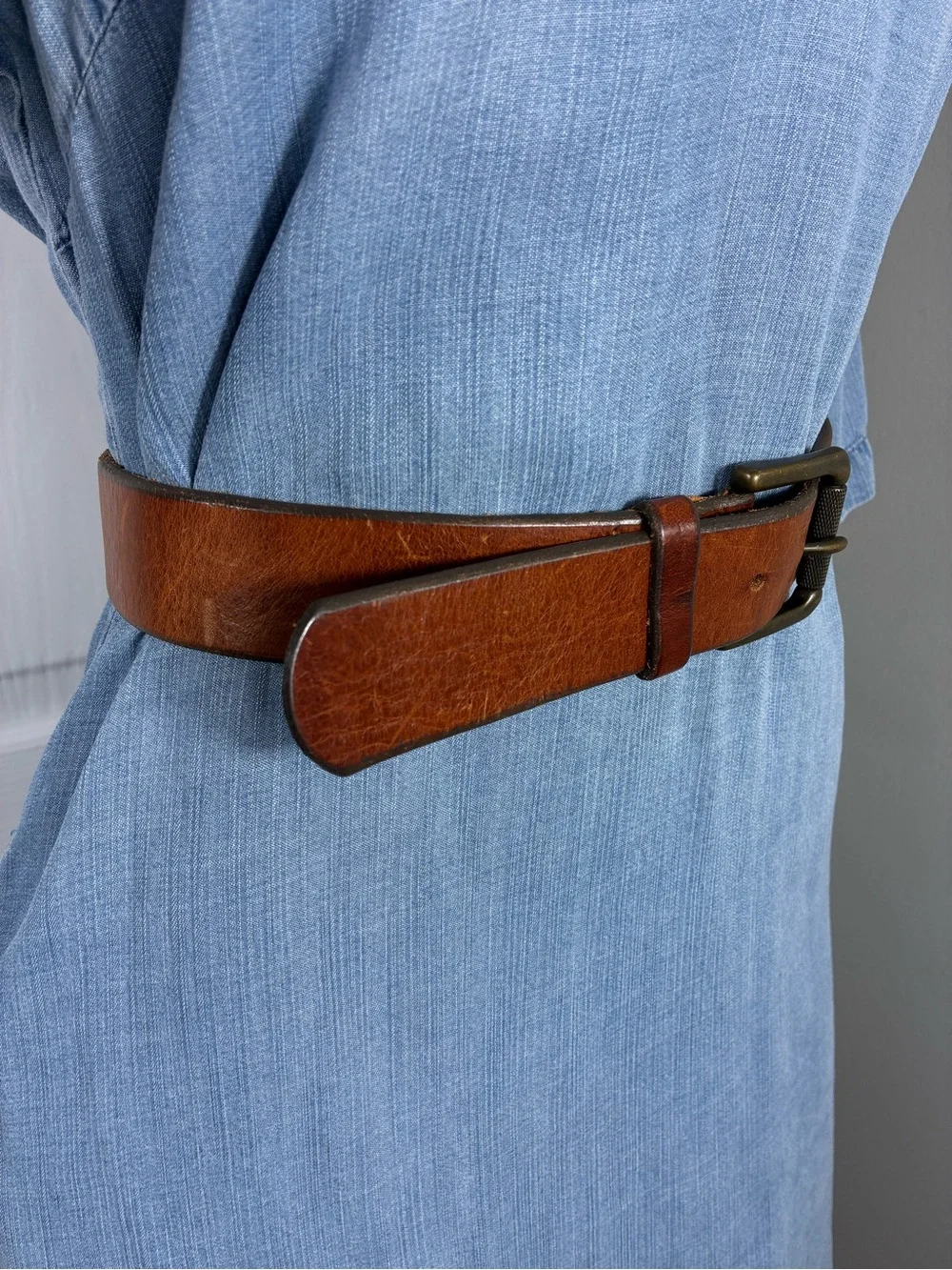 Banana Republic Men's belt Sz 38 Brown Genuine Italian Leather Brass Buckle